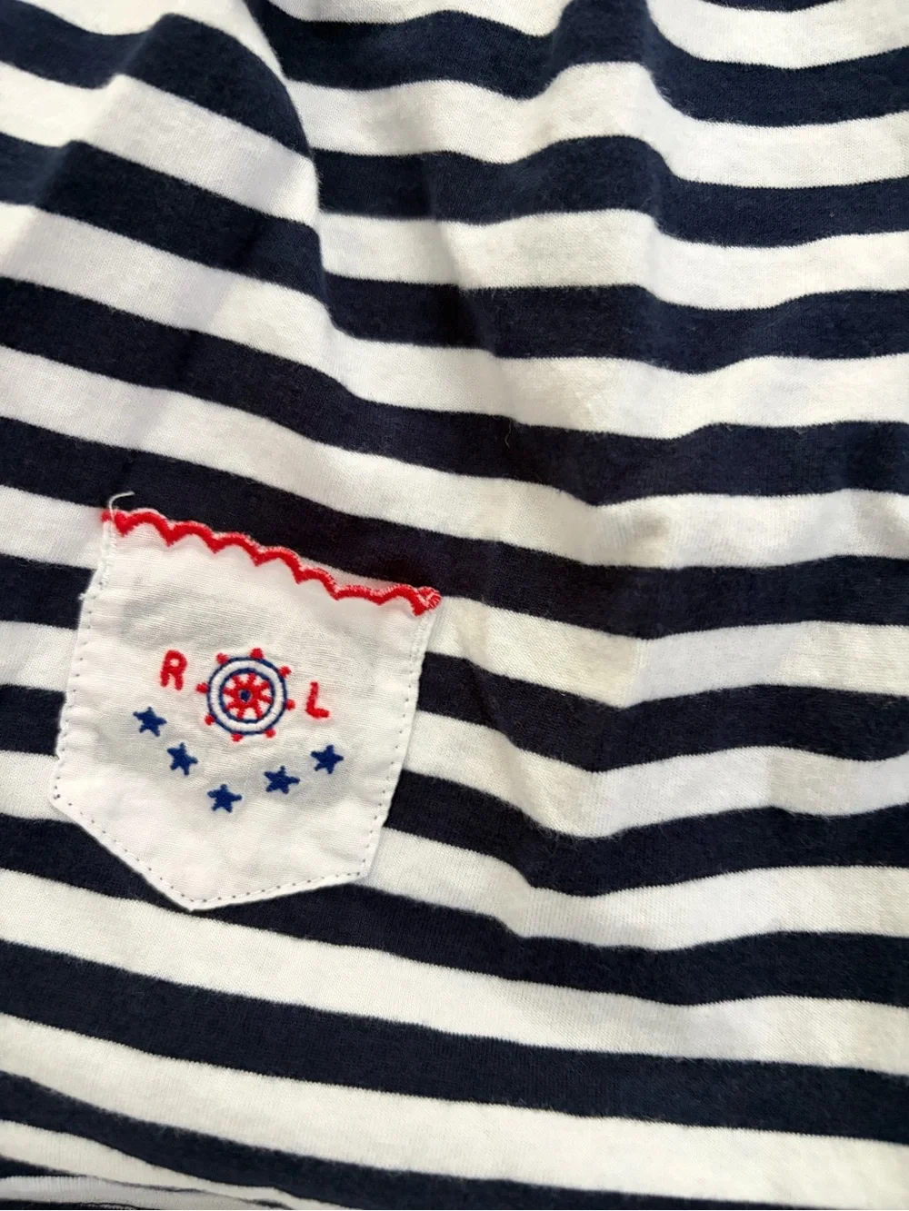 Ralph Lauren Baby Girl Navy White Sailor Stripe Cotton Shirt Dress 12 Months
